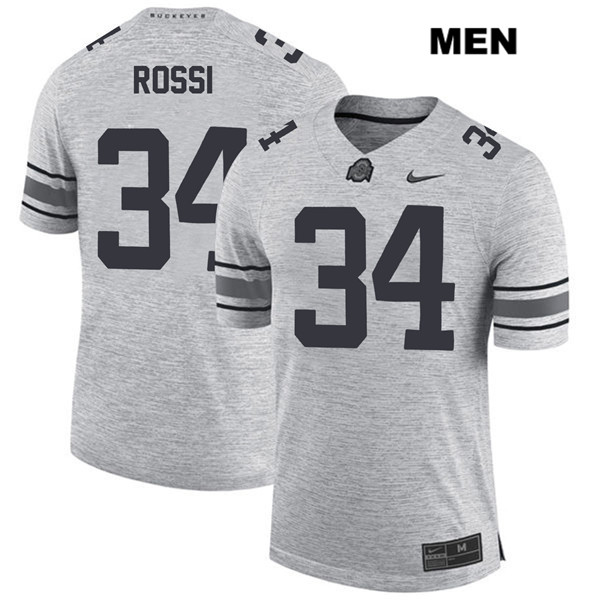 Ohio State Buckeyes Men's Mitch Rossi #34 Gray Authentic Nike College NCAA Stitched Football Jersey VR19C16OW
